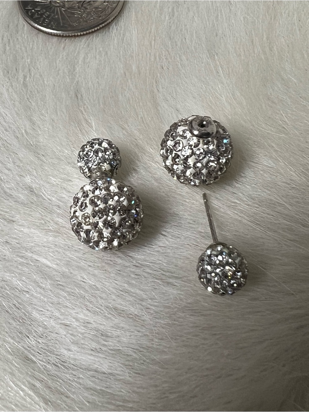 Sterling silver  Crystal Double-Sided Stud Earrings